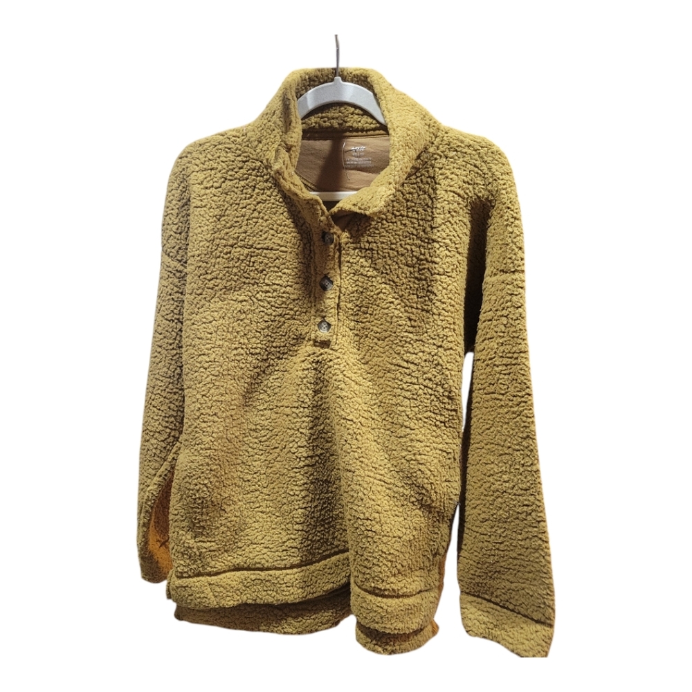 Aerie Womens X-Small Teddy Fleece Pullover Sweater Oversized Pockets Soft Warm